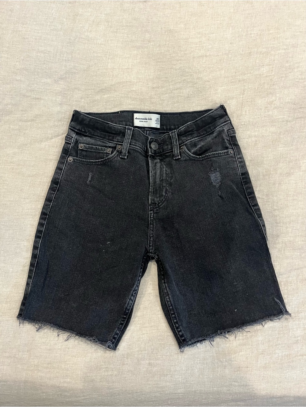 Girls Abercrombie kids Black Distressed Denim Cutoff Shorts